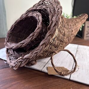 Vintage Woven Cornucopia Basket